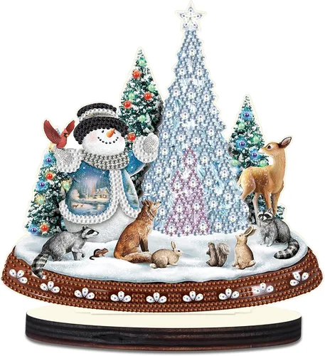 antor Kit de adornos de escritorio con diseño de árbol de Navidad, muñeco de nieve, pintura de diamante, para adultos, principiantes, arte de Árbol
