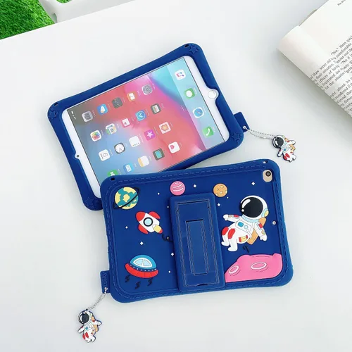 Miniatura 4 de Funda para Samsung Galaxy Tab A7 Lite de 8.7 pulgadas T220/T225, funda de silicona con patrón de astronautas de cosmonautas con colgante con cordón