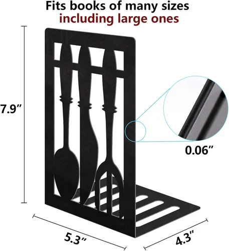 Miniatura 5 de Sujetalibros de metal, sujetalibros decorativos pesados para estantes, sujetalibros decorativos para el hogar para libros pesados, soporte negro