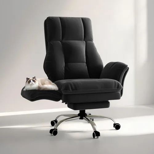 Miniatura 11 de Silla de oficina grande y alta, reposabrazos abatibles para mascotas y patas cruzadas, silla ergonómica ejecutiva para juegos de computadora