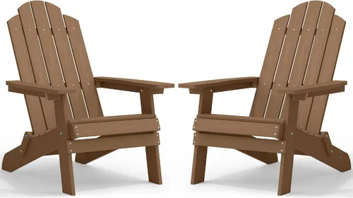 Miniatura 35 de MXIMU Silla Adirondack plegable para exteriores: sillas Adirondack fáciles de montar y cómodas, silla de plástico compuesto para todo tipo de clima