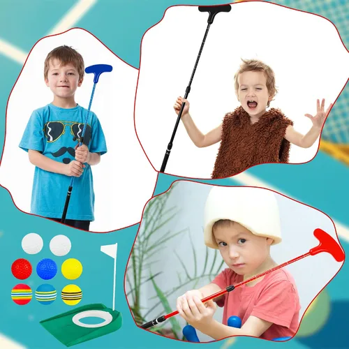 Miniatura 3 de Putter de golf ajustable para diestros o zurdos, de dos vías, con pelotas de golf y copa de bandera para adultos y niños, para entrenamiento