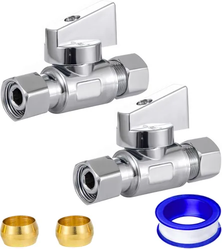 Miniatura 11 de Válvula de Parada Recta Pex de 1/2", Válvula de Cierre para Lavabo e Inodoro, Paquete de 2 Válvulas de Parada Recta Giratorias 3/8" DE Compresión X
