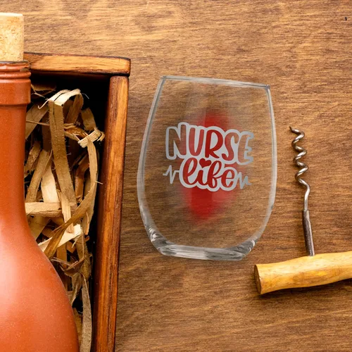 Miniatura 4 de Bad Bananas Regalos para enfermeras para mujeres, copa de vino sin tallo de 21 onzas, tinta plateada metálica, regalos certificados para el día