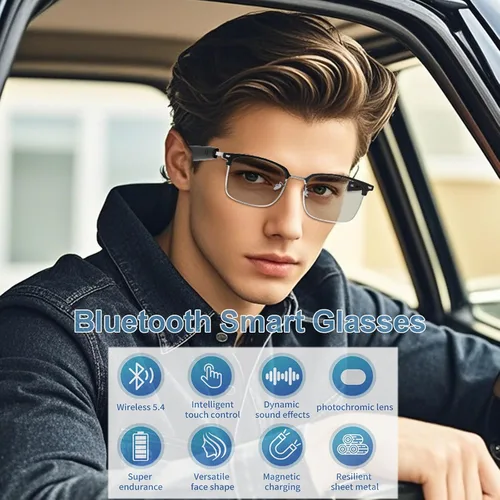 Miniatura 2 de Lentes inteligentes, anteojos Bluetooth para hombres y mujeres, sonidos de oído abierto, lente de transición para deportes exteriores, anteojos