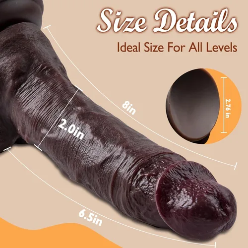 Miniatura 6 de Ultra Realistic Dildo-8‘’ Lifelike Dildo Realistic Skin Texture, Thick Liquid Silicone with Powerful Suction Cup, Beginner for G-spot and Anal Play