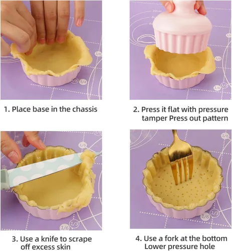 Miniatura 5 de Juego de mini sartenes para tartas de 1 pulgada de profundidad, 6 sartenes de 3.6 pulgadas con parte inferior extraíble y bandeja para tartas