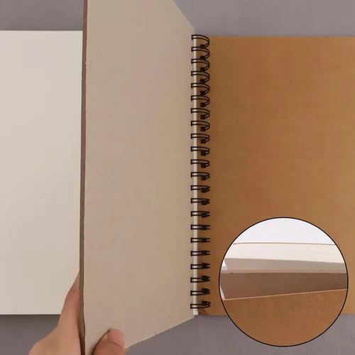 Miniatura 3 de BGJRBY Cuaderno de bocetos en espiral de 8.6 x 11.4 pulgadas, cuaderno grande (tablero de dibujo integrado), cubierta de papel de estraza en blanco