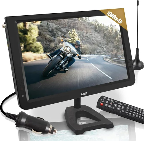 Televisión portátil de 12 pulgadas, TV a batería con tarjeta ATSC/HDMI/USB/SD y entrada AV, mini televisión con control y soporte de TV para