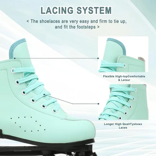 Miniatura 7 de Patines de ruedas para mujeres y hombres, zapatos altos de piel de vacuno, patines clásicos de doble fila, patines de cuatro ruedas para hombres