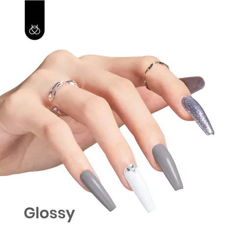 Miniatura 3 de Beetles - Esmalte de uñas de gel gris – 1 unidad de 0.5 onzas fluidas de color gris sólido para remojar con lámpara LED UV, decoración de manicura