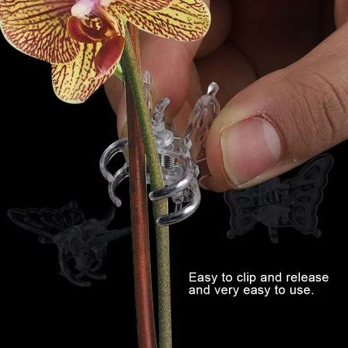 Miniatura 3 de 100 clips de jardín para plantas, clip de orquídea, herramientas de jardín, clips de tallo para crecer vertical, orquídea de plástico, mini tallos
