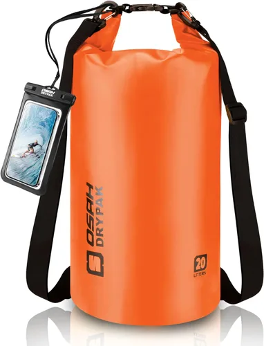 Miniatura 49 de Bolsa seca impermeable, 5L/10L/20L/30L/40L Mochila de almacenamiento ligera con funda para teléfono para mujeres y hombres, saco impermeable Gris