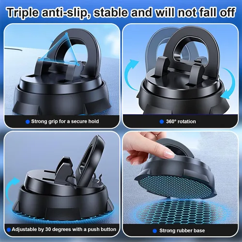 Miniatura 2 de Soporte para teléfono de coche, soporte de adsorción fuerte para coche, soporte móvil giratorio de 360 grados con base antideslizante, sin necesidad