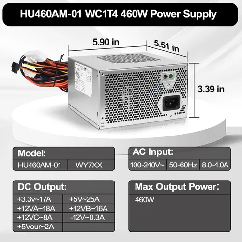 Miniatura 5 de LXun Upgrad HU460AM-01 WC1T4 D460AM-03 460W Fuente de alimentación compatible con Dell XPS 8930 8920 8910 8900 8700 8300 Alien-Ware Aurora R5