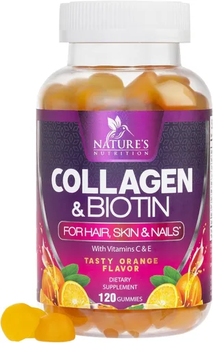 Miniatura 10 de Gomitas de colágeno – 2500 mcg de biotina por porción – Suplemento completo de colágeno con péptidos hidrolizados tipo I y III, biotina, zinc