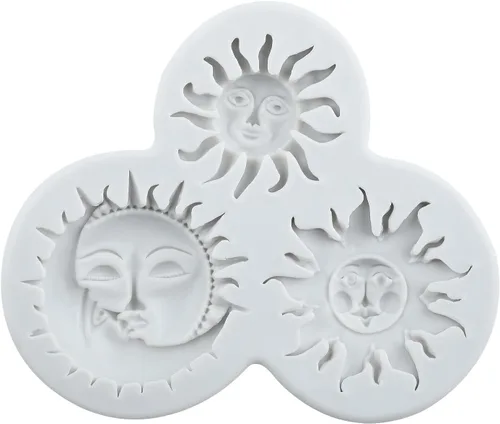 Miniatura 9 de Molde de silicona para fondant de cara de sol y luna, moldes de caramelo de chocolate para decoración de cupcakes de chocolate, decoración