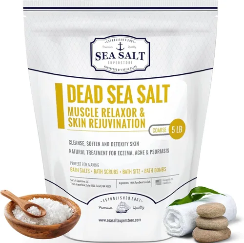 Sea Salt Superstore Sal natural del Mar Muerto para remojar, sales minerales de grano grueso de Israel, que apoyan la relajación muscular y el