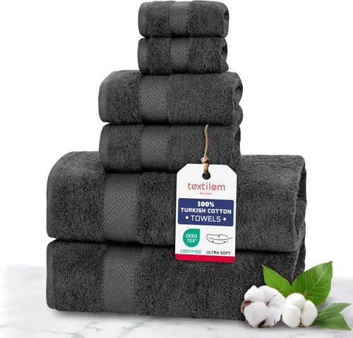 Miniatura 10 de TEXTILOM Juego de 4 toallas de lujo 100% algodón turco, para baño y cocina, gruesas, súper suaves, altamente absorbentes, de secado rápido para cara