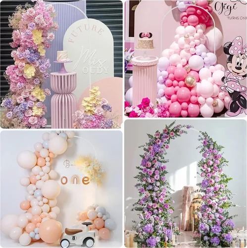 Miniatura 6 de Soporte de arco de boda de Wokceer 6.6 pies de fondo de arco blanco de metal Chiara soporte de fondo de arco para boda ceremonia fiesta