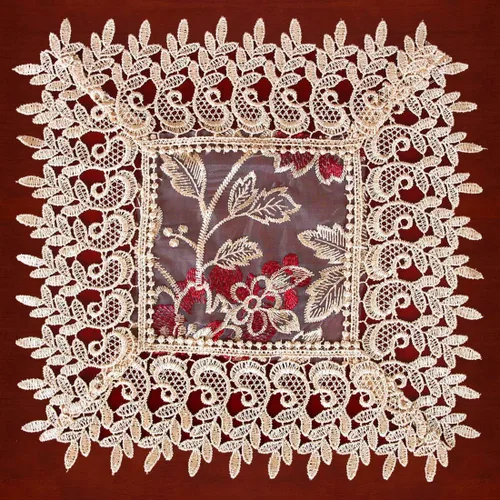 Miniatura 6 de Camino de mesa de adorno vintage, beige, Burgundy