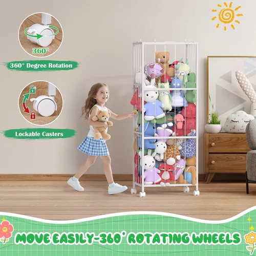 Miniatura 2 de OUTWOLF Almacenamiento de animales de peluche, soporte grande de zoológico de peluche, organizador de almacenamiento de juguetes de peluche de metal