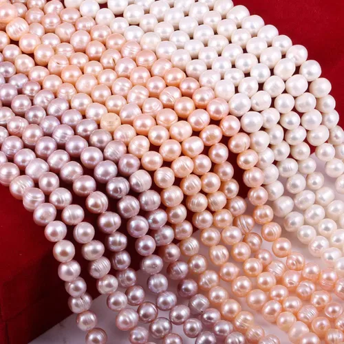 Miniatura 2 de Cuentas de perlas naturales redondas de perforación cultivadas de agua dulce perlas sueltas para hacer joyas, bricolaje, collares, pulseras de Blanco