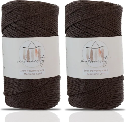 Miniatura 54 de Makromecity, 2 carretes de cordón de macramé de poliéster de 2 mm x 250 yardas (750 pies) de 2 mm de cordón de polipropileno para macramé, ideal