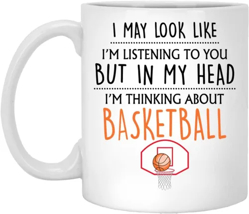 Regalo de baloncesto – Taza divertida para hombres, él, marido, novio, papá, jugador, 11 onzas, color blanco
