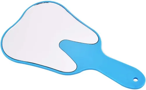 Miniatura 3 de Espejo de dientes con mango en forma de diente, herramienta de espejo dental, espejo de mano, espejo de maquillaje de vidrio de plástico, 6 uds