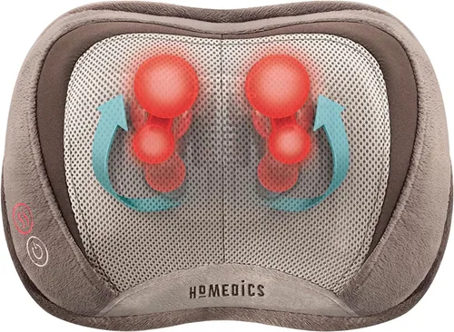 HoMedics Almohada de Masaje Shiatsu 3D de Cuerpo Completo con Vibración y Calor para Cuello, Espalda Superior y Lumbar Marrón