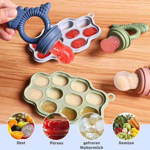 Miniatura 3 de Moldes para paletas de leche materna para bebés y chupete de alimentador de frutas para bebés, bandeja de silicona para congelador de alimentos