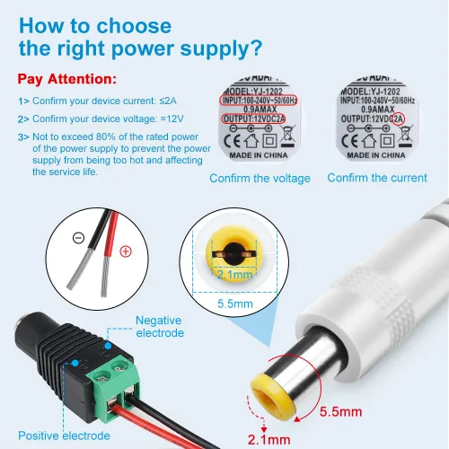 Miniatura 4 de Fuente de alimentación de 12 V, fuente de alimentación de 12 voltios 3A 36 W CC con interruptor de encendido y apagado, adaptador de corriente LED