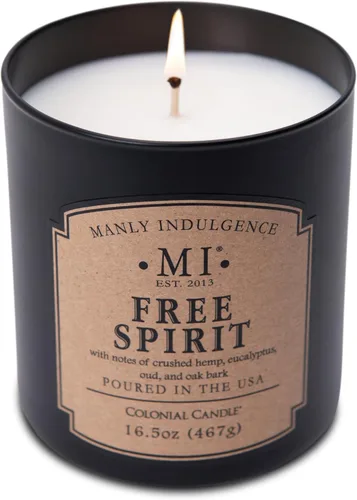 Miniatura 3 de Manly Indulgence Free Spirit - Velas perfumadas para hombres, 16.5 onzas, una sola mecha, cera de mezcla de soja premium, 60 horas de combustión