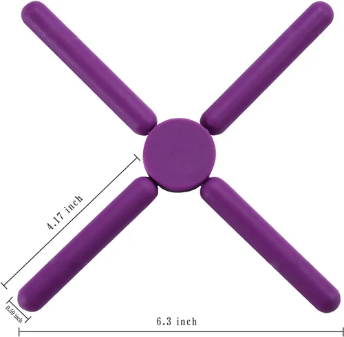 Miniatura 2 de FENGCHEN - Paquete de 3 salvamanteles plegables de silicona, salvamanteles plegables, antideslizantes, plegables, diseño compacto cruzado, soporte