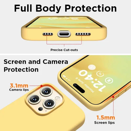 Miniatura 3 de Compatible con Funda para iPhone 15 Pro Max, Funda de Silicona Líquida, Cubierta Protectora Resistente a Golpes de Cuerpo Completo Funda Delgada