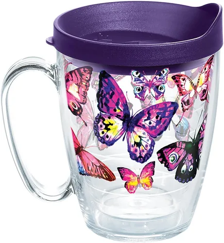 Tervis Vaso aislado de doble pared Butterfly Passion hecho en Estados Unidos mantiene las bebidas frías y calientes, 16 onzas, taza, clásico