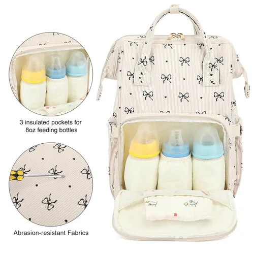 Miniatura 3 de Mochila para pañales de bebé para mamá, bolsa de pañales de gran capacidad para viajes para niños y niñas con correas para cochecito