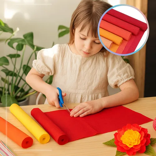 Miniatura 7 de Leinuosen Juego de 65 piezas de papel crepé de flores para bricolaje, 12 rollos de 10 x 98 pulgadas, 100 hilos de hierro floral, 1 cortador