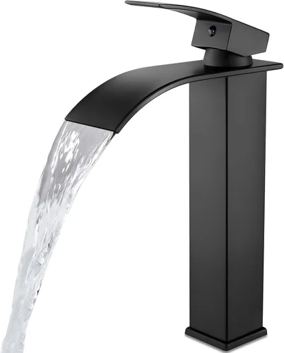 Miniatura 10 de Midanya Grifo de baño con boquilla de cascada de una sola manija, grifo de lavabo de baño de 1 agujero, moderno grifo de lavabo de lavabo de RV