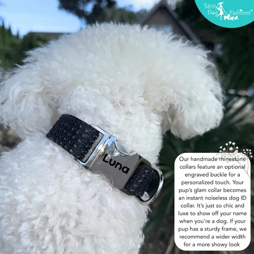 Miniatura 4 de Collar de perro con diamantes de imitación, hebilla grabada y opciones de correa, collares de perro brillantes a la moda, joyas brillantes