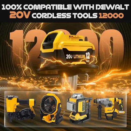 Miniatura 6 de 2 Pack 12.0Ah Extended Runtime Lithium Battery Replacement for Dewalt 20V Max Battery Compatible with Dewalt 20 Volt Battery DCB206 DCB207 DCB204