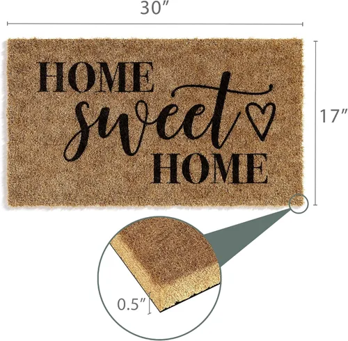 Miniatura 3 de Barnyard Designs Felpudo de bienvenida para exteriores, alfombra grande de entrada para puerta principal, marrón (Home Sweet Home, 30" x 17")