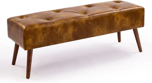 Miniatura 12 de Furnimart Banco otomano de 44 pulgadas para dormitorio, banco tapizado en el extremo de la cama con patas doradas para sala de estar, dormitorio
