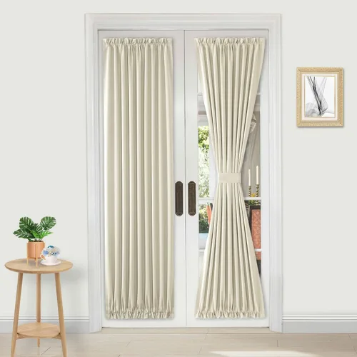 Miniatura 86 de DWCN Cortinas para puerta francesa: cortina térmica con bolsillo para barra para puertas con ventana de vidrio, puertas de cocina y patio