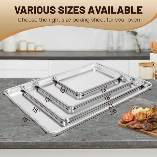 Miniatura 8 de BIEAMA Paquete de 12 bandejas para hornear de tamaño medio, bandeja comercial de aluminio para horno, congelador, panadería, hotel, restaurante, 13
