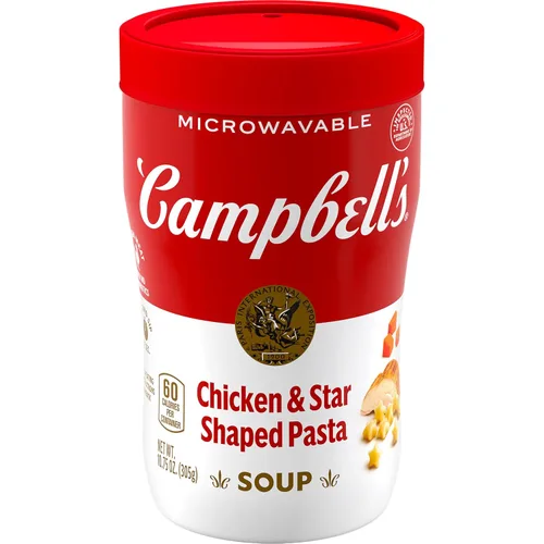 Campbell's Sopa para sorber, sopa de pollo con pasta en forma de estrella, taza para microondas de 10.75 oz