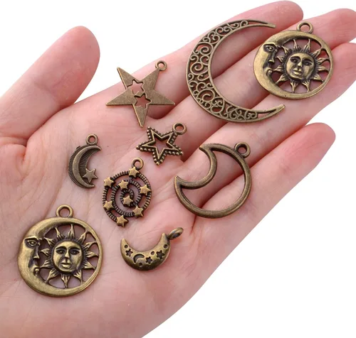 Miniatura 7 de BronaGrand Celestial Pendant Charms,Sun Moon Star Cloud Charms Lightning Bolt Charms Jewelry Charms for Necklace Earrings Bracelet Jewelry
