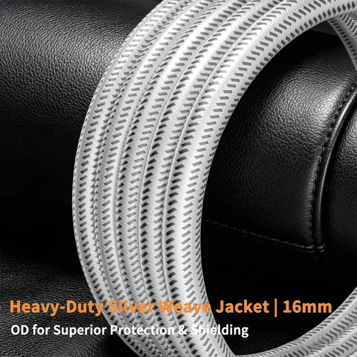 Miniatura 4 de Tertullus HiFi Audiophile AC Highend Audio Cable de alimentación de 3 clavijas 14AWG Cable de alimentación audiófilo 125V 15A Plata (1 M/3.28 pies)