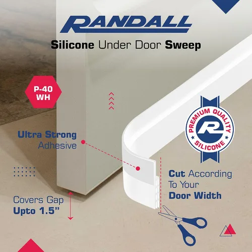 Miniatura 2 de Tapón adhesivo para puerta con respaldo de silicona – Barrido debajo de la puerta para puertas interiores y exteriores, aislamiento de ruido y aire